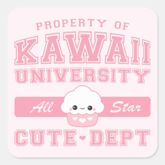 Kawaii Cute Dept Vierkante Sticker (Voorkant)