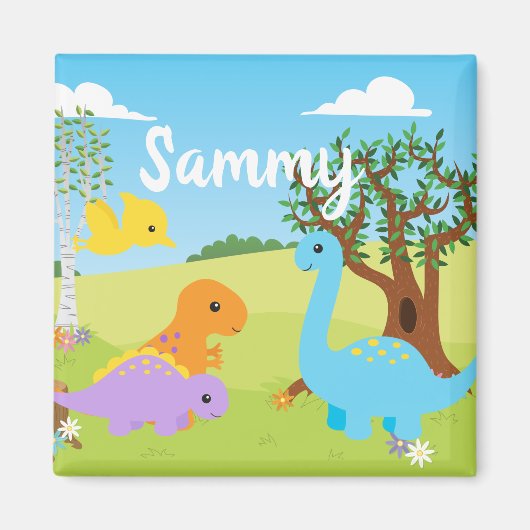 Kawaii Cute Dinosaur Friends Kinder Nursery Magneet (Voorkant)
