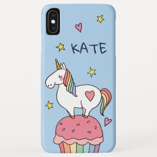 Kawaii Cute Doodle Rainbow Unicorn and Stars Case-Mate iPhone Case (Achterkant)
