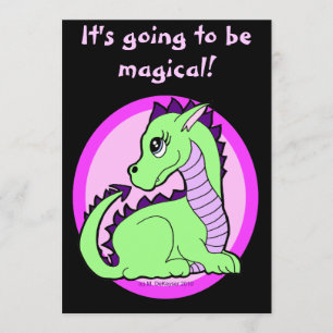 Kawaii Cute Dragon Birthday Party Kaart