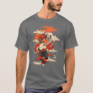 Kawaii Cute Dragon en Ramen Cat Japans Kunst T-shirt