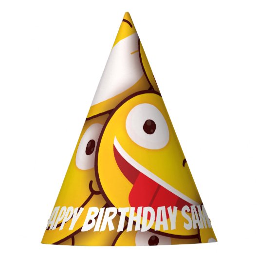 Kawaii Cute Emoji Emoticon Birthday. Feesthoedjes (Voorkant)
