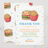 Kawaii Cute Fast Food Burger Party Boy Birthday Bedankkaart (Voorkant / Achterkant)