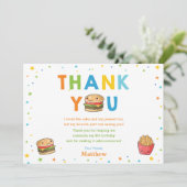 Kawaii Cute Fast Food Burger Party Boy Birthday Bedankkaart (Staand voorkant)