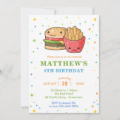 Kawaii Cute Fast Food Burger Party Boy Birthday Kaart (Voorkant)