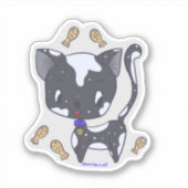 Kawaii Cute Funny Cat and Fish Custom Cut Sticker (Voorkant)