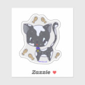 Kawaii Cute Funny Cat and Fish Custom Cut Sticker (Vel)