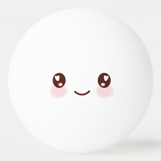 Kawaii Cute Funny Face. Emoji. Emoticon. Pingpongbal (Voorkant)