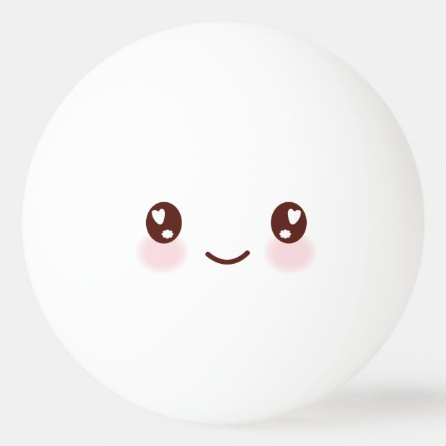 Kawaii Cute Funny Face. Emoji. Emoticon. Pingpongbal (Voorkant)