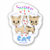 Kawaii Cute Funny Super Cat Custom cut vinyl Sticker (Voorkant)