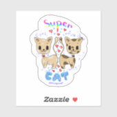 Kawaii Cute Funny Super Cat Custom cut vinyl Sticker (Vel)