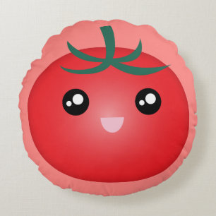 Kawaii Cute Happy Face Tomato Emoji Cartoon Rond Kussen