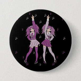 Kawaii Cute Harajuku Dancing Anime Girls Ronde Button 7,6 Cm