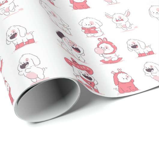 kawaii cute hond ontwerp cadeaupapier (Rol Hoek)