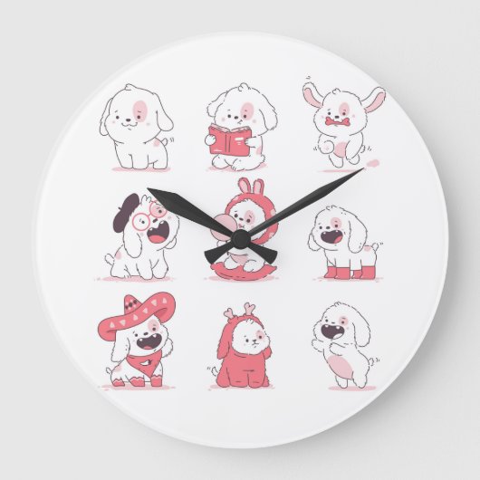 kawaii cute hond ontwerp grote klok (Voorkant)