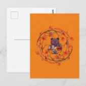 Kawaii Cute Japanese Cat Autumn, Funny Halloween Briefkaart (Voorkant / Achterkant)