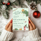 Kawaii Cute Kat & Kerstboom Uitnodiging