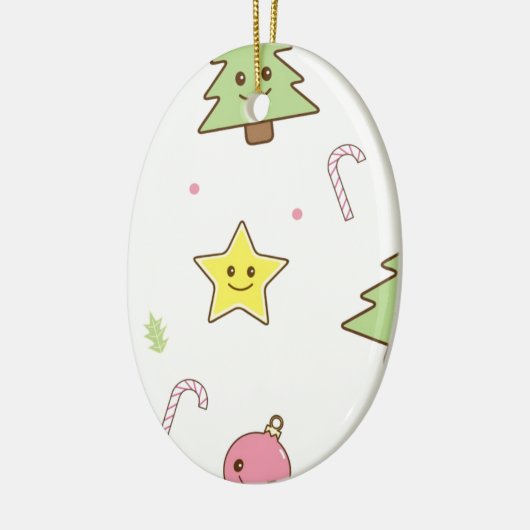 Kawaii Cute Kerstdesign Keramisch Ornament (Links)