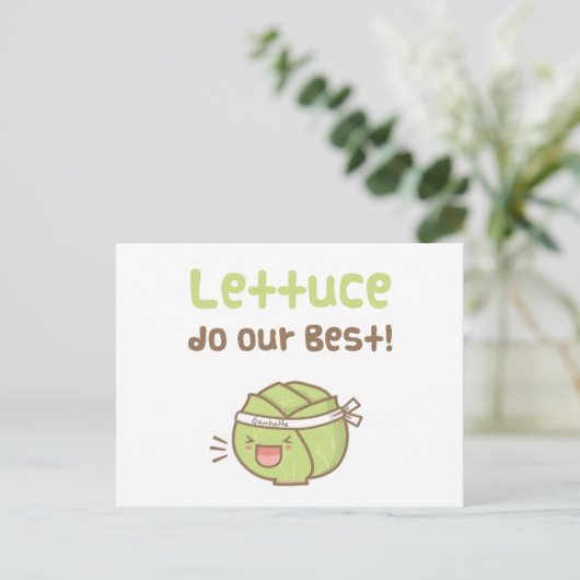 Kawaii Cute Lettuce doet onze beste Humor Briefkaart (Staand voorkant)