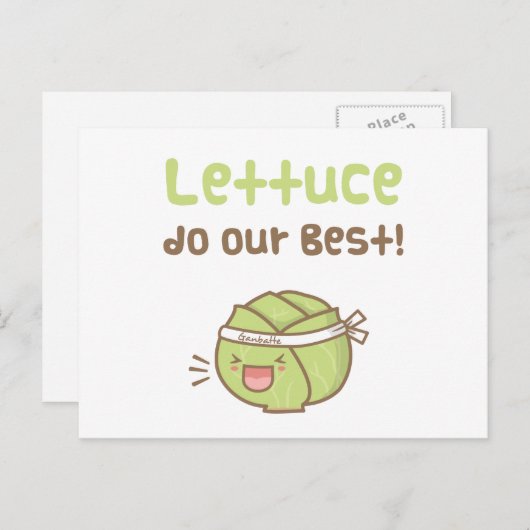Kawaii Cute Lettuce doet onze beste Humor Briefkaart (Voorkant / Achterkant)