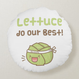 Kawaii Cute Lettuce doet onze beste Humor Rond Kussen