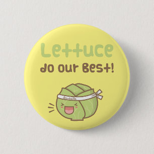 Kawaii Cute Lettuce doet onze beste Humor Ronde Button 5,7 Cm