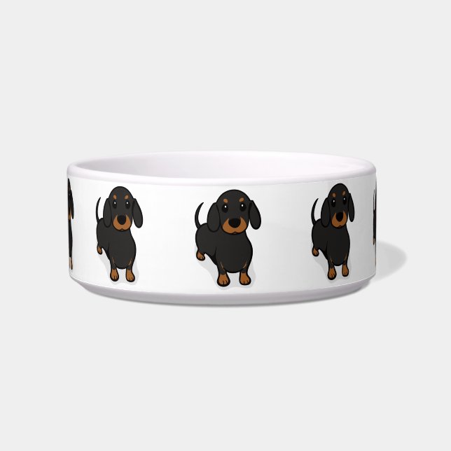 Kawaii Cute Little Puppy Dog. Dachshund. Voerbakje (Voorkant)