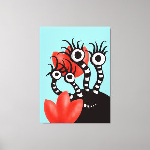 Kawaii Cute Monster Kinder Canvas Afdruk
