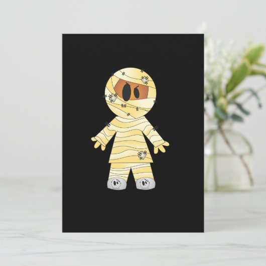 Kawaii Cute Mummy Halloween Kaart (Staand voorkant)