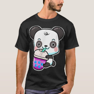 Kawaii Cute Panda Beer Anime Boba Drink Bubble Tea T-shirt