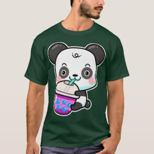 Kawaii Cute Panda Beer Anime Boba Drink Bubble Tea T-shirt