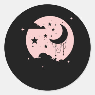 Kawaii Cute Pastel Gothic Moon Ronde Sticker