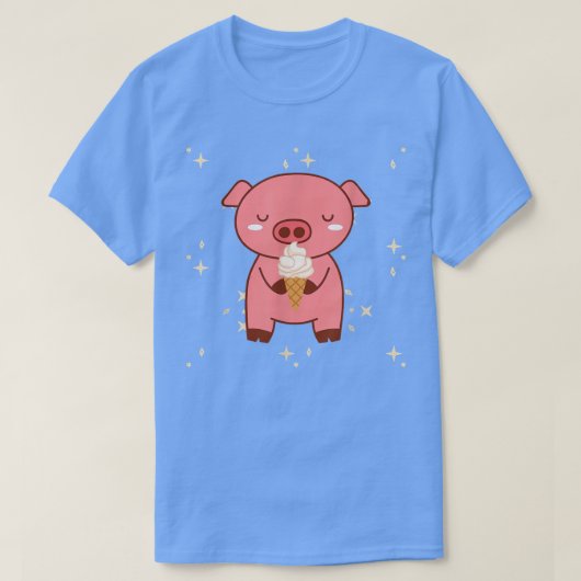 Kawaii Cute pig met ijskap 3708 T-shirt (Design voorkant)