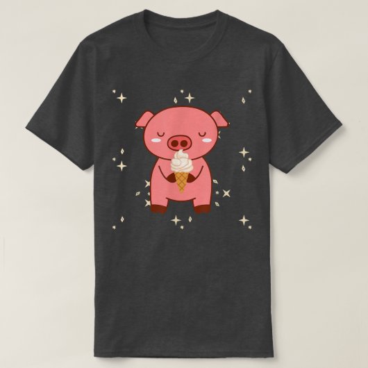 Kawaii Cute Pig With Ice Cream Pajamas  T-shirt (Design voorkant)