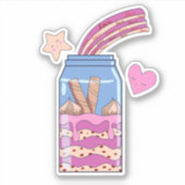 Kawaii Cute Pink Love Jar Custom cut Sticker (Voorkant)