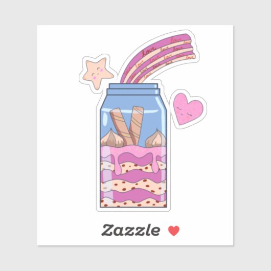 Kawaii Cute Pink Love Jar Custom cut Sticker (Vel)