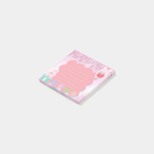 Kawaii Cute Pink Paars Beer Post-it® Notes (Schuin)