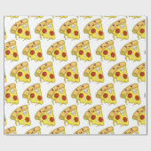 Kawaii Cute Pizza Slice met Pepperoni Cadeaupapier (Vlak)