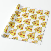 Kawaii Cute Pizza Slice met Pepperoni Cadeaupapier (Uitgerold)