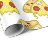 Kawaii Cute Pizza Slice met Pepperoni Cadeaupapier (Rol Hoek)