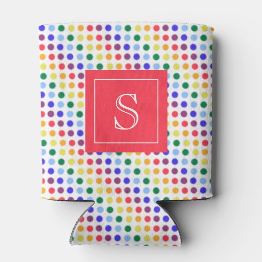 Kawaii Cute Rainbow Stippen Monogram Blikjeskoeler (Achterkant)