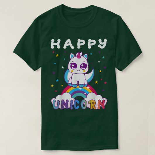 Kawaii Cute Rainbow Unicorn T-shirt (Design voorkant)