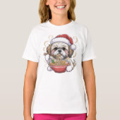 Kawaii Cute Santa Shih Tzu Eating Ramen T-shirt (Voorkant)