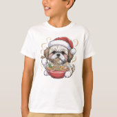 Kawaii Cute Santa Shih Tzu Eating Ramen T-shirt (Voorkant)