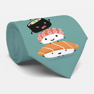 Kawaii Cute Sashimi Sushi Characters Sushi Chef Stropdas