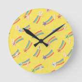 Kawaii Cute Shooting Stars Ronde Klok (Voorkant)