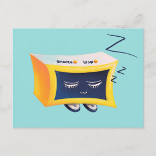 Kawaii Cute Slaping Alarm Clock Character Briefkaart