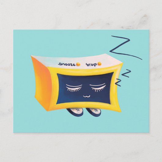 Kawaii Cute Slaping Alarm Clock Character Briefkaart (Voorkant)