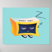 Kawaii Cute Slaping Alarm Clock Character Poster (Voorkant)