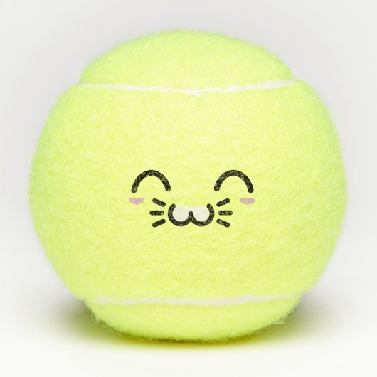 Kawaii Cute Smiling Emoticon Emoji Bunny Face Tennisballen (Voorkant)
